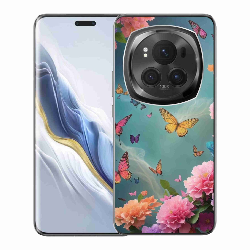 Gél borító mmCase a Honor Magic 6 Pro 5G készülékhez - színes virágok és pillangók
