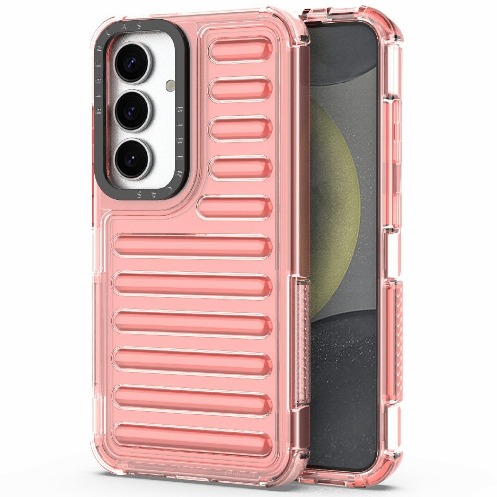 Csíkos tartós borító Samsung Galaxy S25 készülékhez - sötét rózsaszín