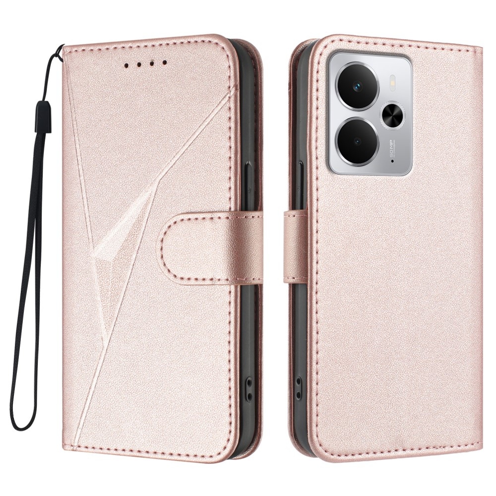 Háromszögek könyvtáska a Realme 14 5G készülékhez - rózsaarany