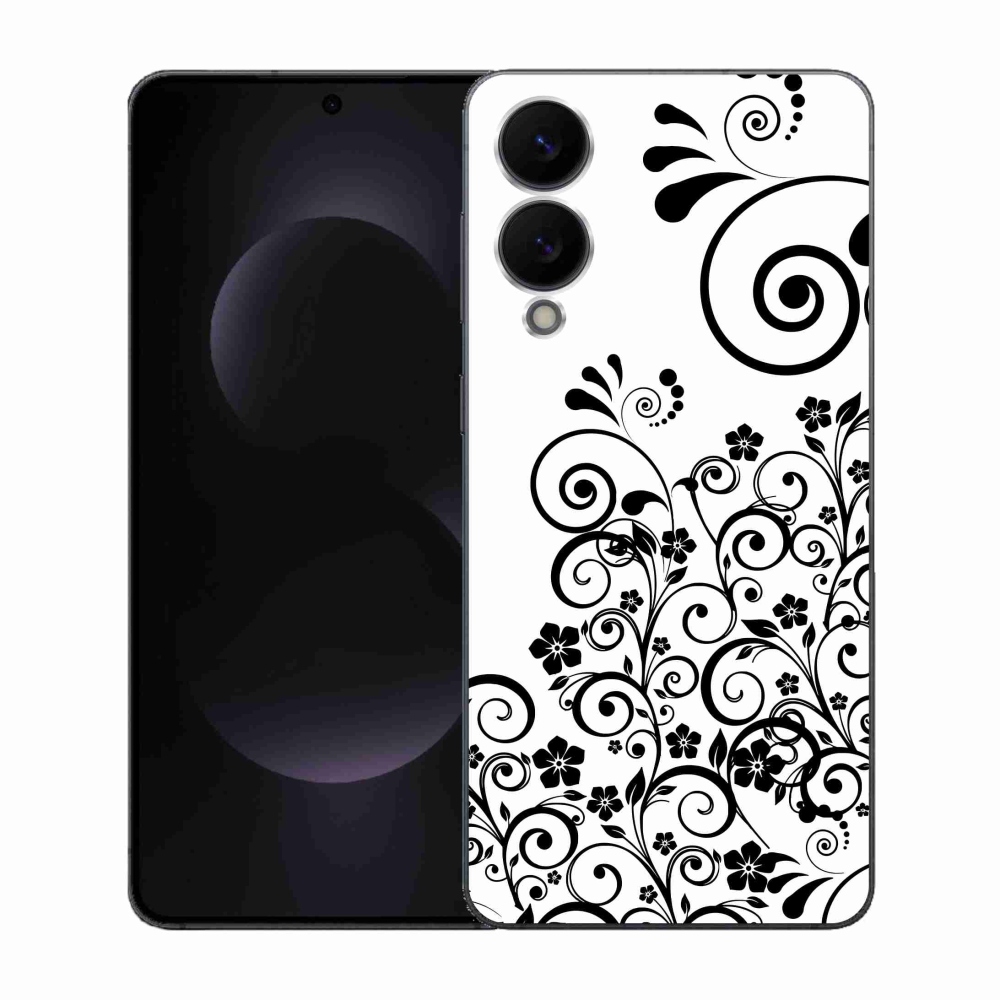 Zselés borítás mmCase Samsung Galaxy S25 Edge készülékhez - fekete-fehér virágminták