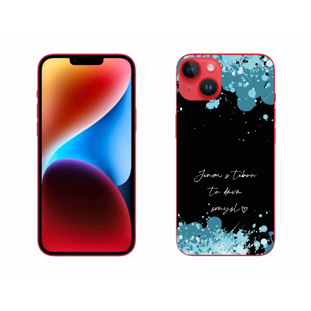 Gél borítás mmCase iPhone 14 Plus készülékhez - szerelmes szöveg fekete háttérrel