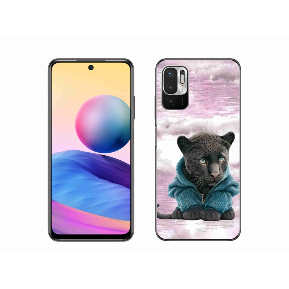 Gél borítás mmCase a Xiaomi Redmi Note 10 5G-hez - fekete párduc pulóverben