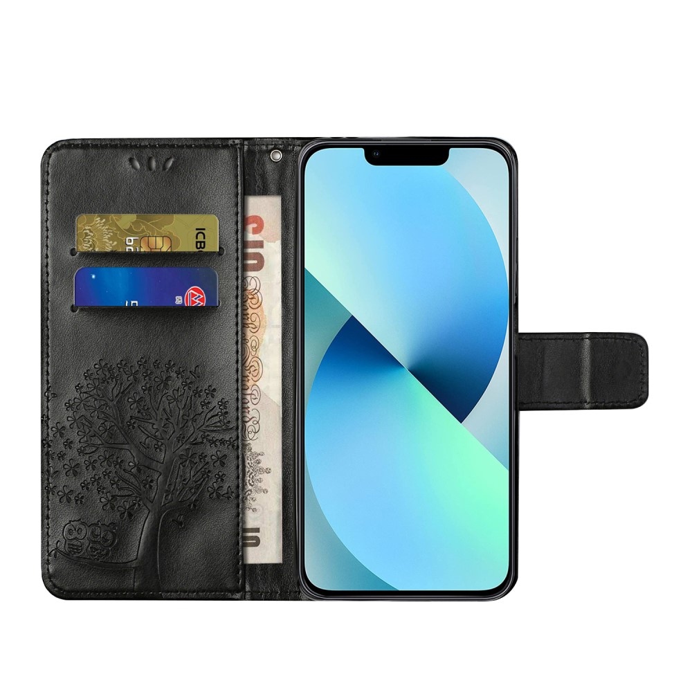 Fa könyvtáska iPhone 15 Pro Max készülékhez - fekete