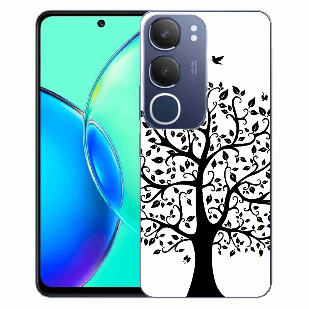 Gél borítás mmCase a Vivo Y19s - fekete és fehér fa