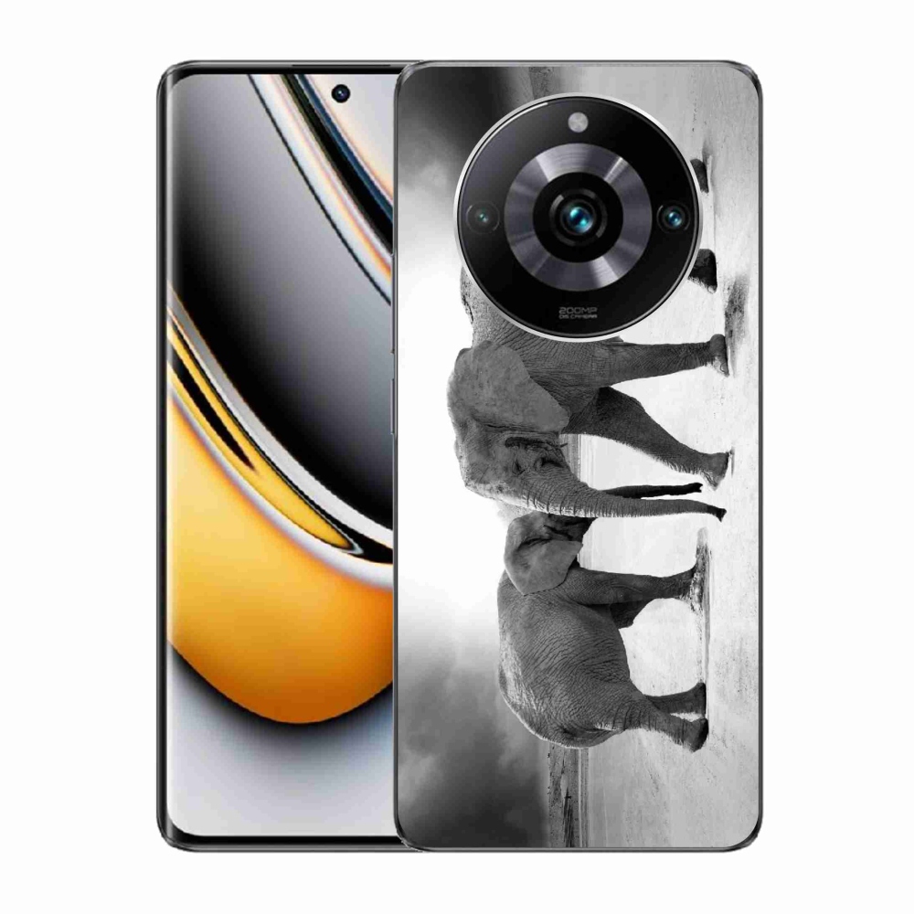 Gél borítás mmCase a Realme 11 Pro/11 Pro+ készülékhez - fekete és fehér elefántok
