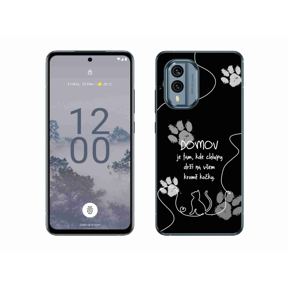 Zselés borítás mmCase a Nokia X30 5G készülékhez - macskamotívum fekete háttérrel