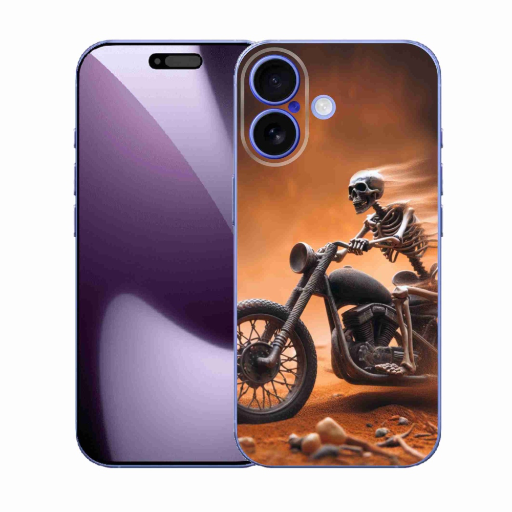 Gél borítás mmCase iPhone 17 készülékhez - csontváz egy motorkerékpáron