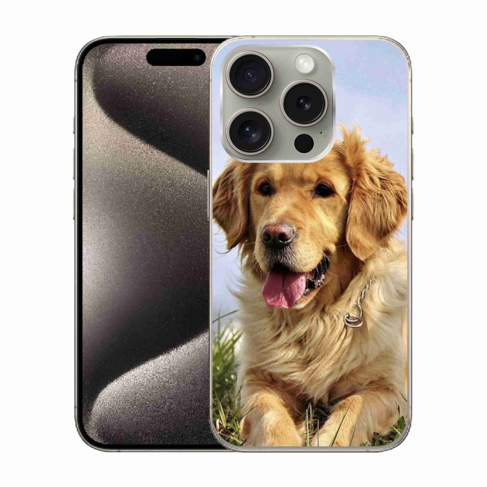 Gél tok mmCase iPhone 15 Pro készülékhez - arany retriever