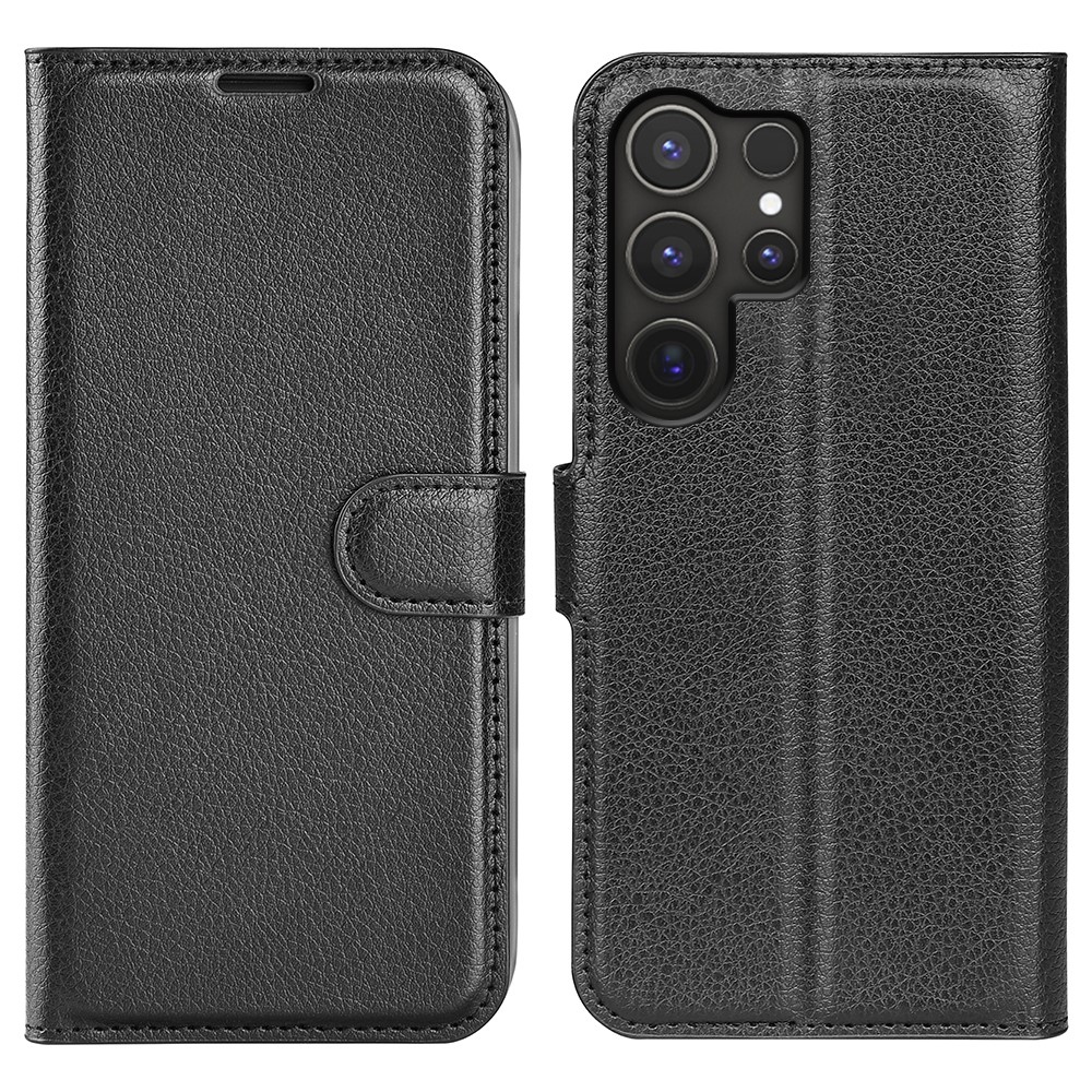 Litchi book tok Samsung Galaxy S25 Ultra készülékhez - fekete