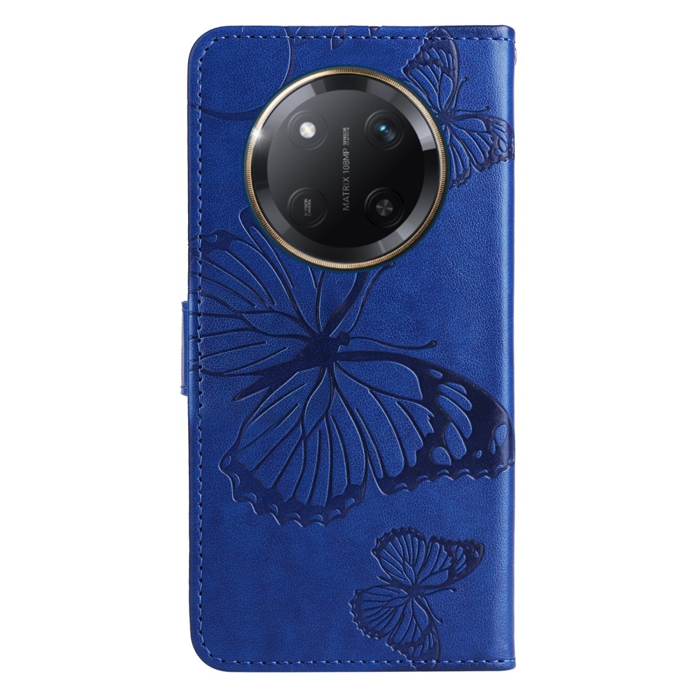 Nagy pillangó könyv tok a Honor Magic 7 Lite 5G számára - kék