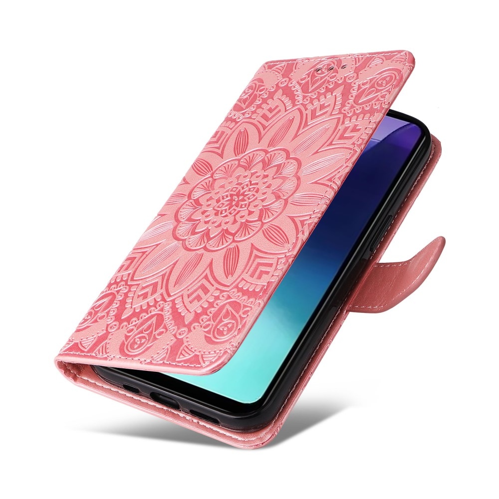 Napraforgó könyv tok a Xiaomi Redmi 14C/Poco C75-hez - rózsaszínű