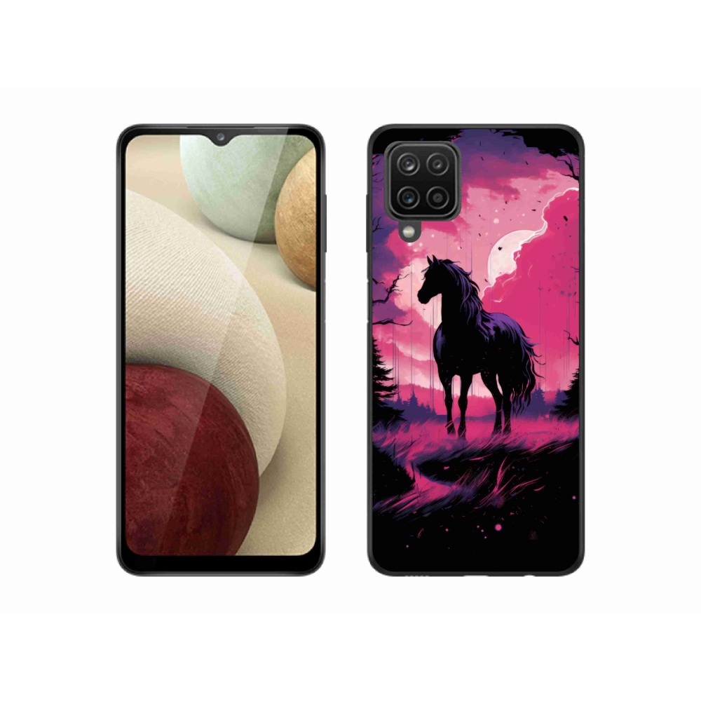 Zselés borítás mmCase Samsung Galaxy A12 - fekete rajzfilm ló 1