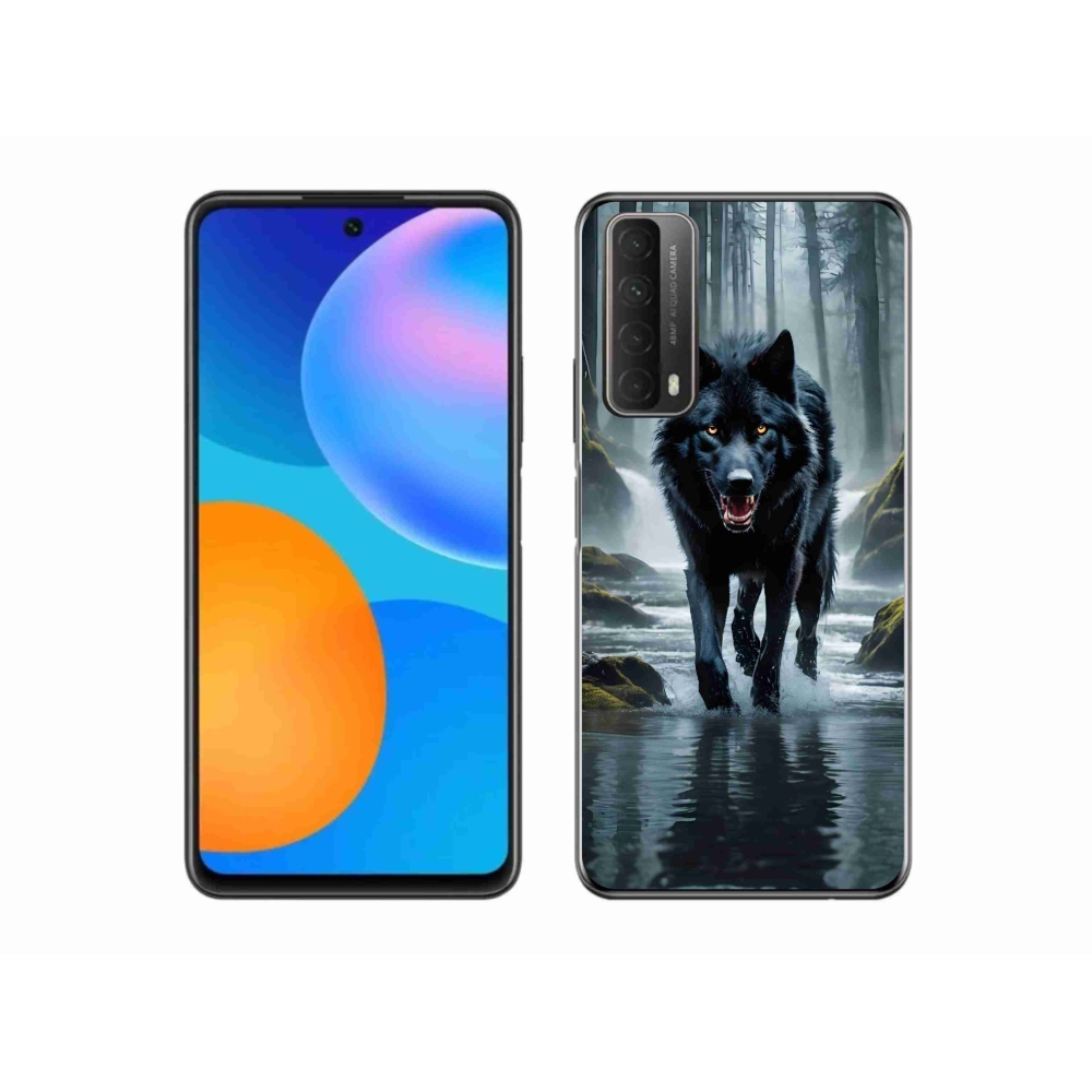 Gél védőhuzat mmCase a Huawei P Smart (2021) - fekete farkashoz