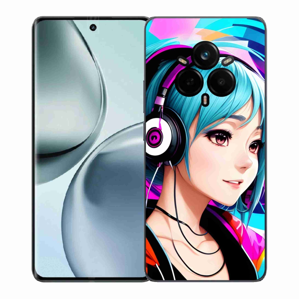 Gél borítás mmCase a Realme 14 Pro+ 5G - lány fejhallgatóval