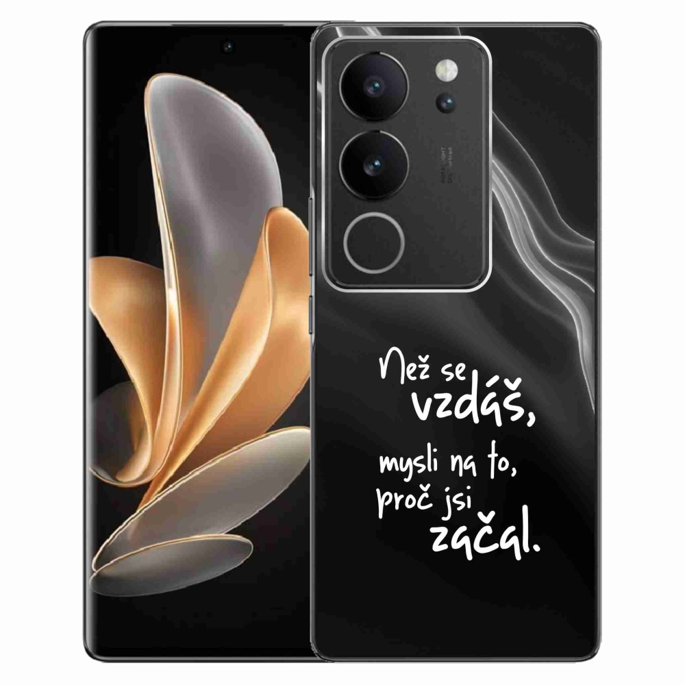 Gél borítás mmCase a Vivo V29 5G készülékre - Idézet 2 fekete háttér