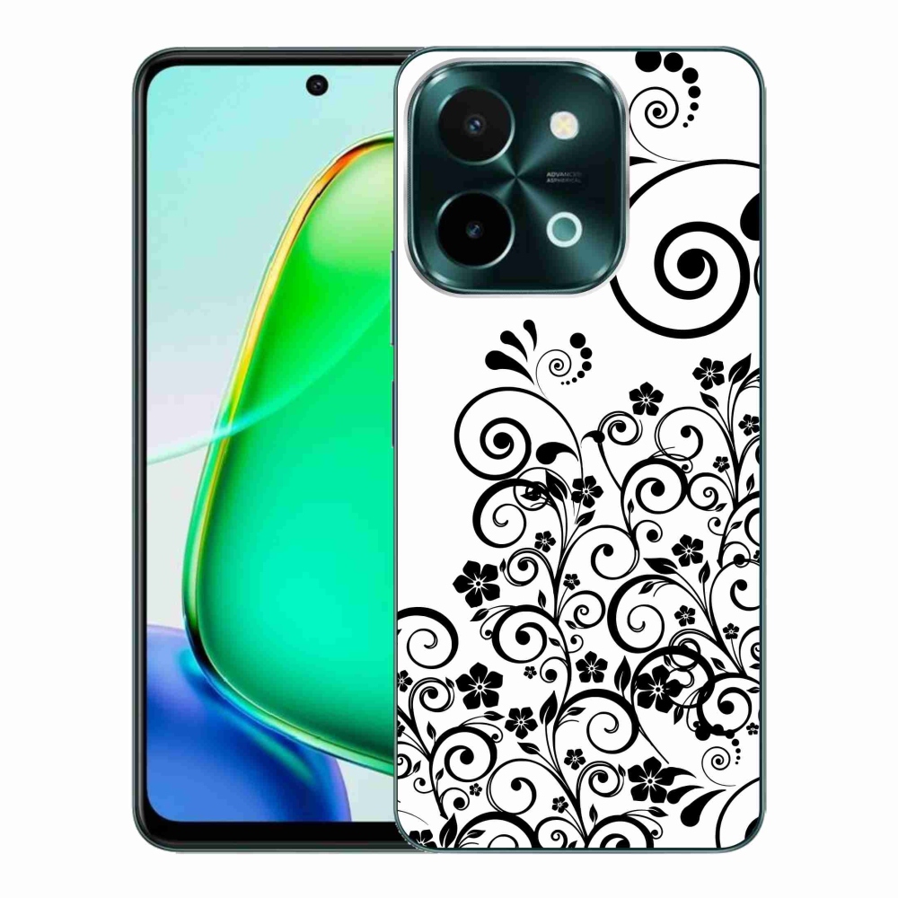 Gél borítás mmCase a Vivo Y28-on - fekete és fehér virágminták