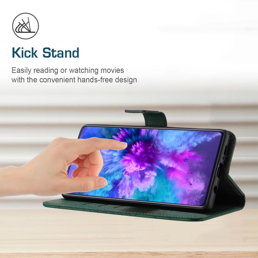 Textúrás könyvtáska mobilhoz Realme C67 - zöld