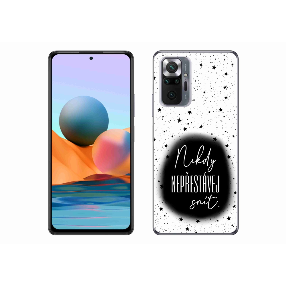 Gél borítás mmCase a Xiaomi Redmi Note 10 Pro készülékhez - idézet 1 fekete és fehér háttérrel