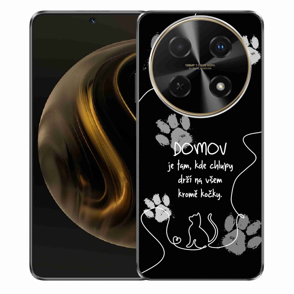 Gél borító mmCase a Huawei Nova 12i készülékhez - macska motívum fekete háttérrel