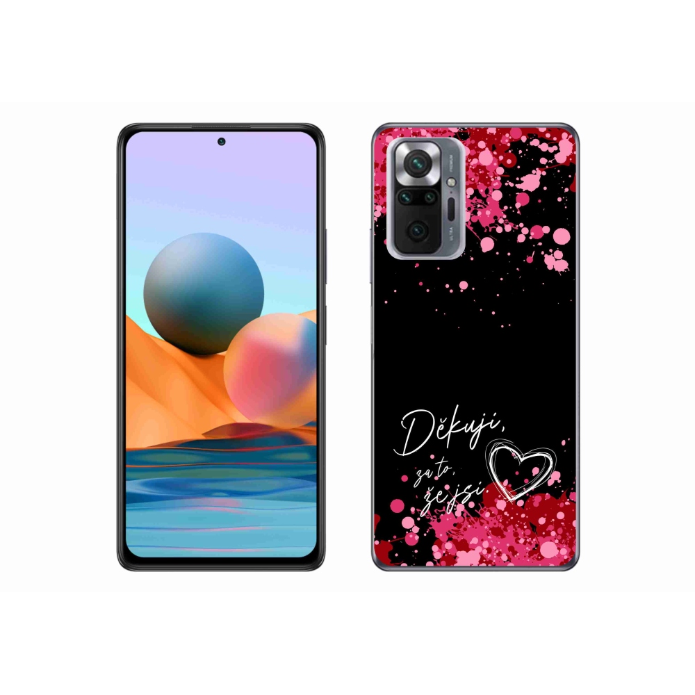 Gél borító mmCase a Xiaomi Redmi Note 10 Pro készülékhez - text in love 2 fekete háttérrel