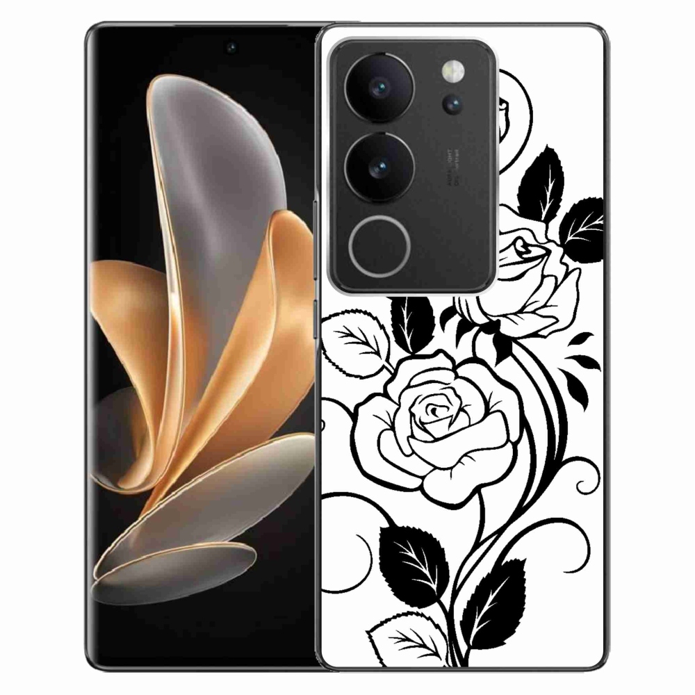 Gél borítás mmCase a Vivo V29 5G-n - fekete és fehér rózsa