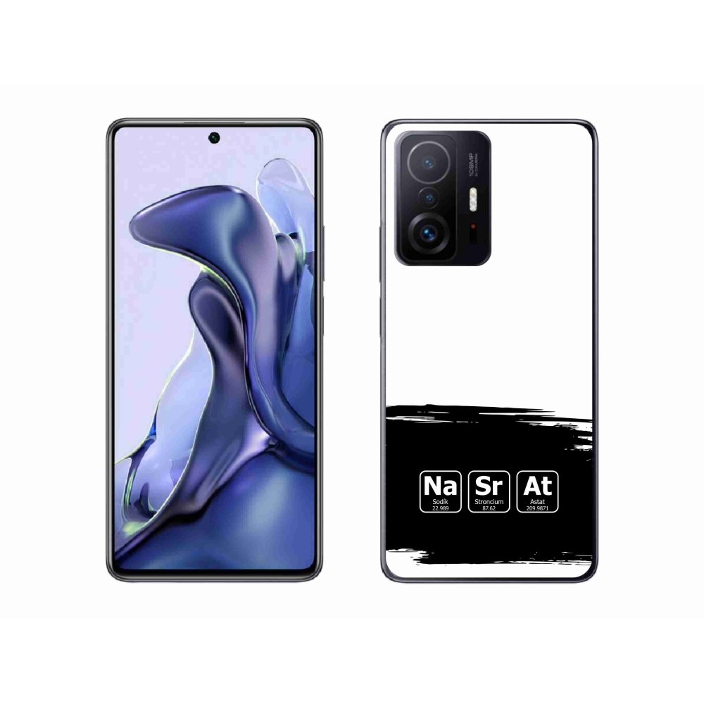 Gél borító mmCase a Xiaomi 11T-hez - kémiai elemek fekete és fehér háttérrel