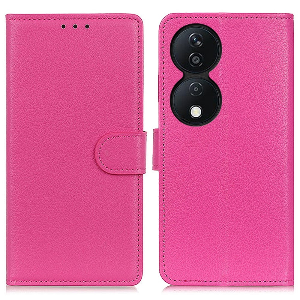 Litchie könyvtáska a Honor X7b/Honor 90 Smart számára - rózsaszínű