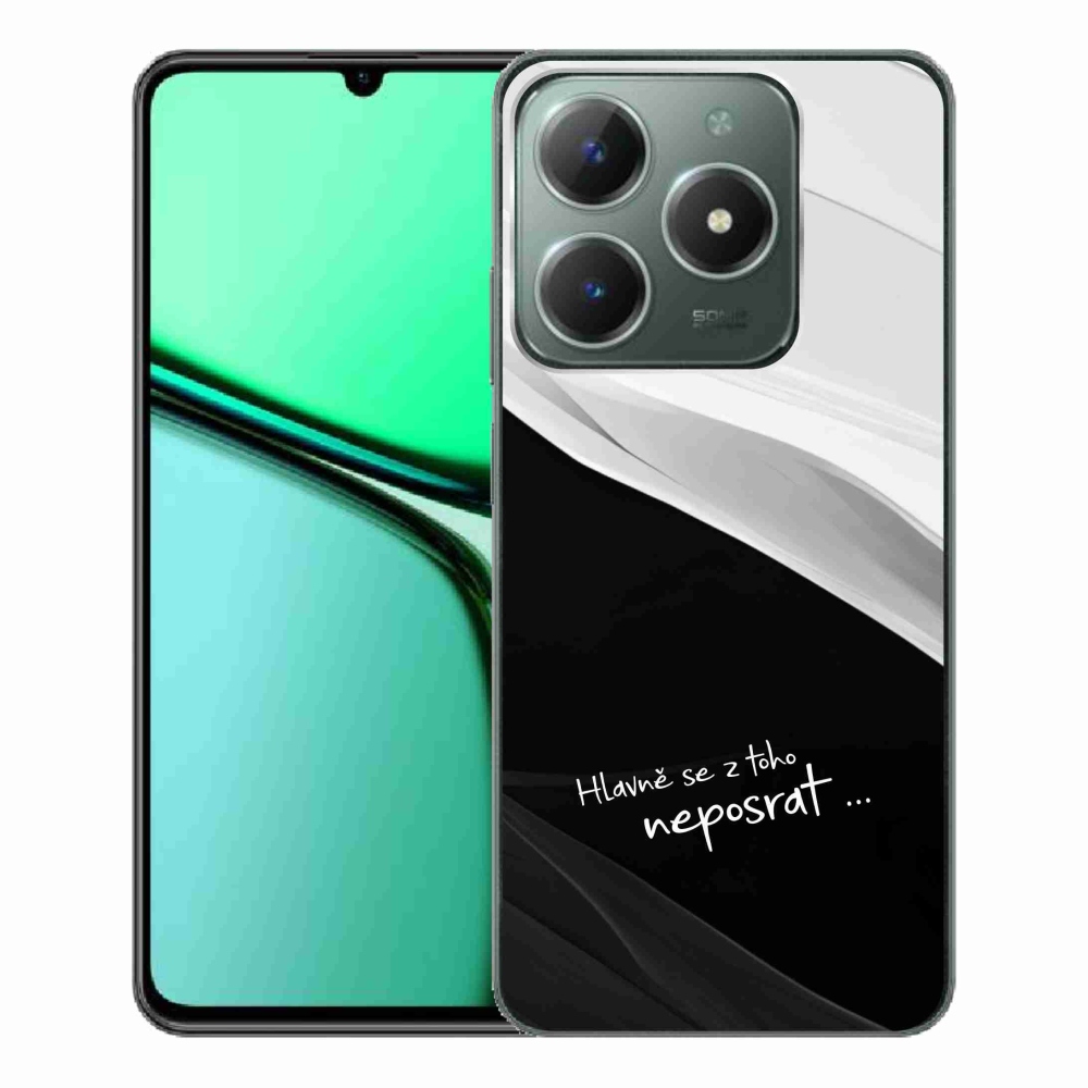 Gél borító mmCase a Realme C61 készülékhez - vicces szöveg 13 fekete-fehér háttérrel