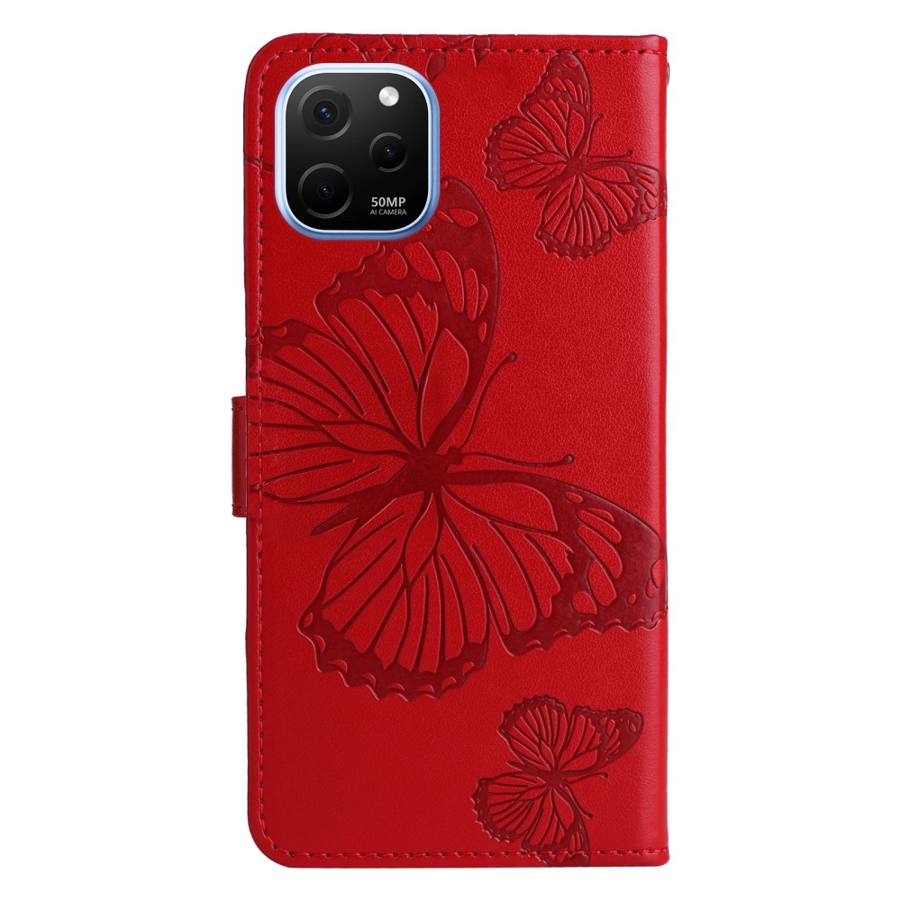 Nagy pillangó könyv tok Huawei Nova Y61-hez - piros