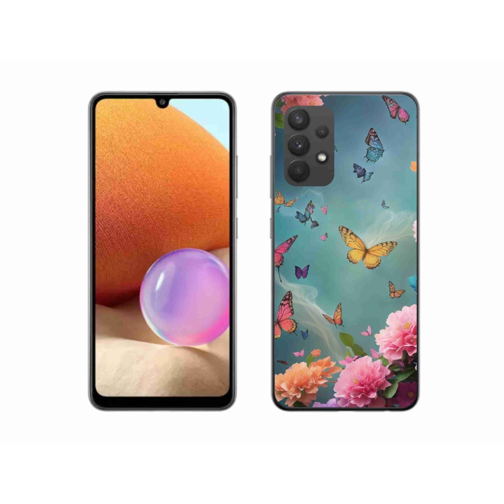 Gél borítás mmCase Samsung Galaxy A32 4G - színes virágok és pillangók