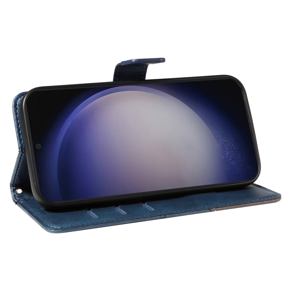 Háromszög alakú könyv tok Samsung Galaxy S24+/S25+ készülékhez - kék