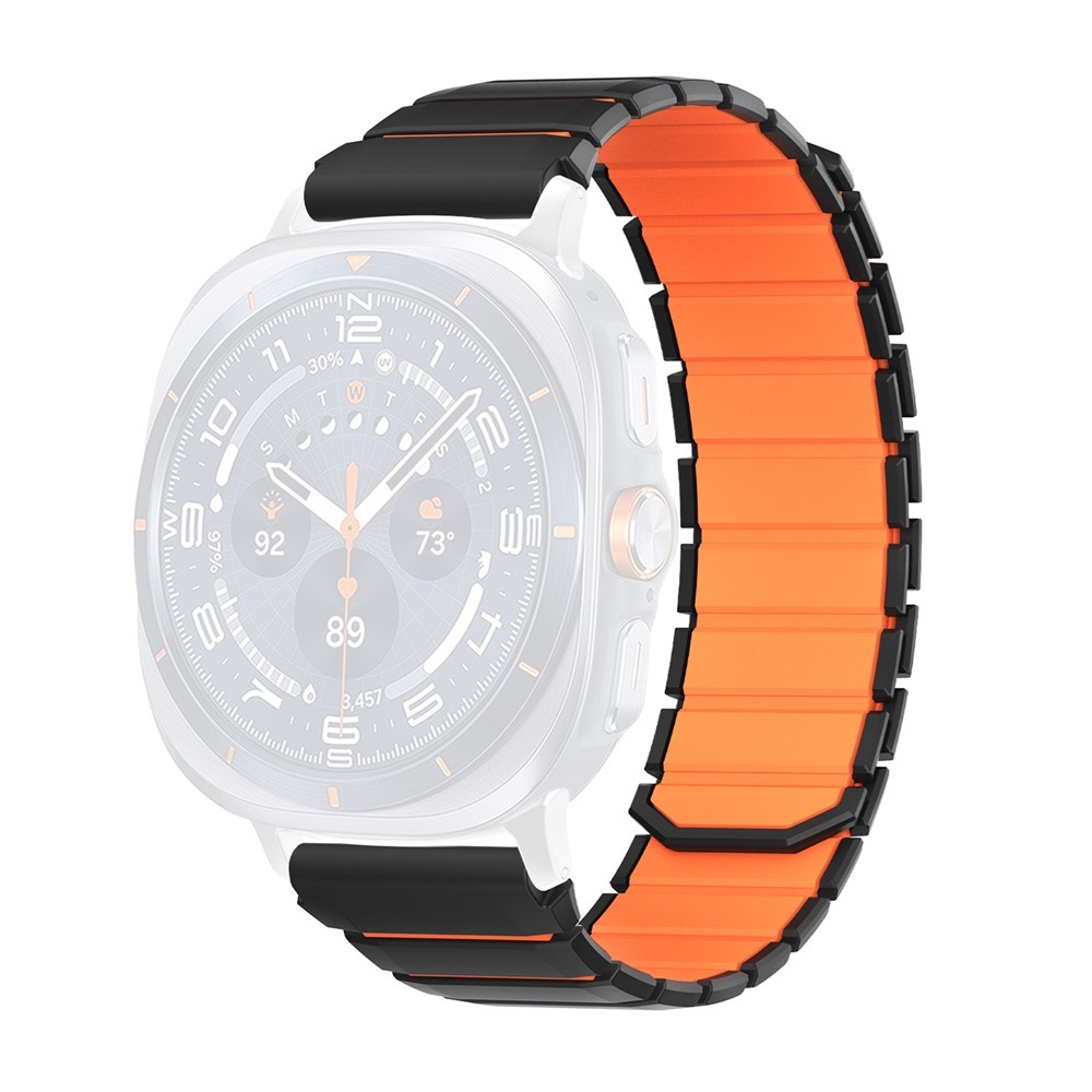 Magnete szilikon karkötő a Samsung Galaxy Watch9 40 mm/44 mm, Watch8 44 mm/40 mm és Watch8 Classic 46 mm modellekhez – fekete/narancssárga