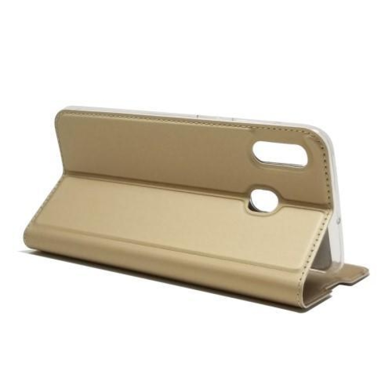 Mágneses PU bőr tok Samsung Galaxy A30 / A20 készülékhez - arany színű