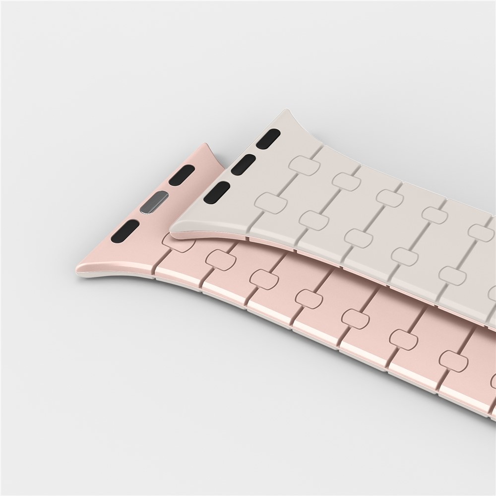 Mágneses szilikon karkötő az Apple Watch Ultra 4/3/2/1 (49 mm) és 12/11/10 (46 mm) modellekhez – bézs/rózsaszín