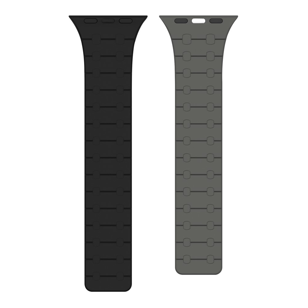 Mágneses szilikon karkötő az Apple Watch Ultra 4/3/2/1 49 mm-es és 12/11/10 46 mm-es modellekhez – fekete/szürke