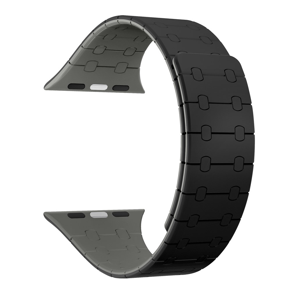 Mágneses szilikon karkötő az Apple Watch Ultra 4/3/2/1 49 mm-es és 12/11/10 46 mm-es modellekhez – fekete/szürke