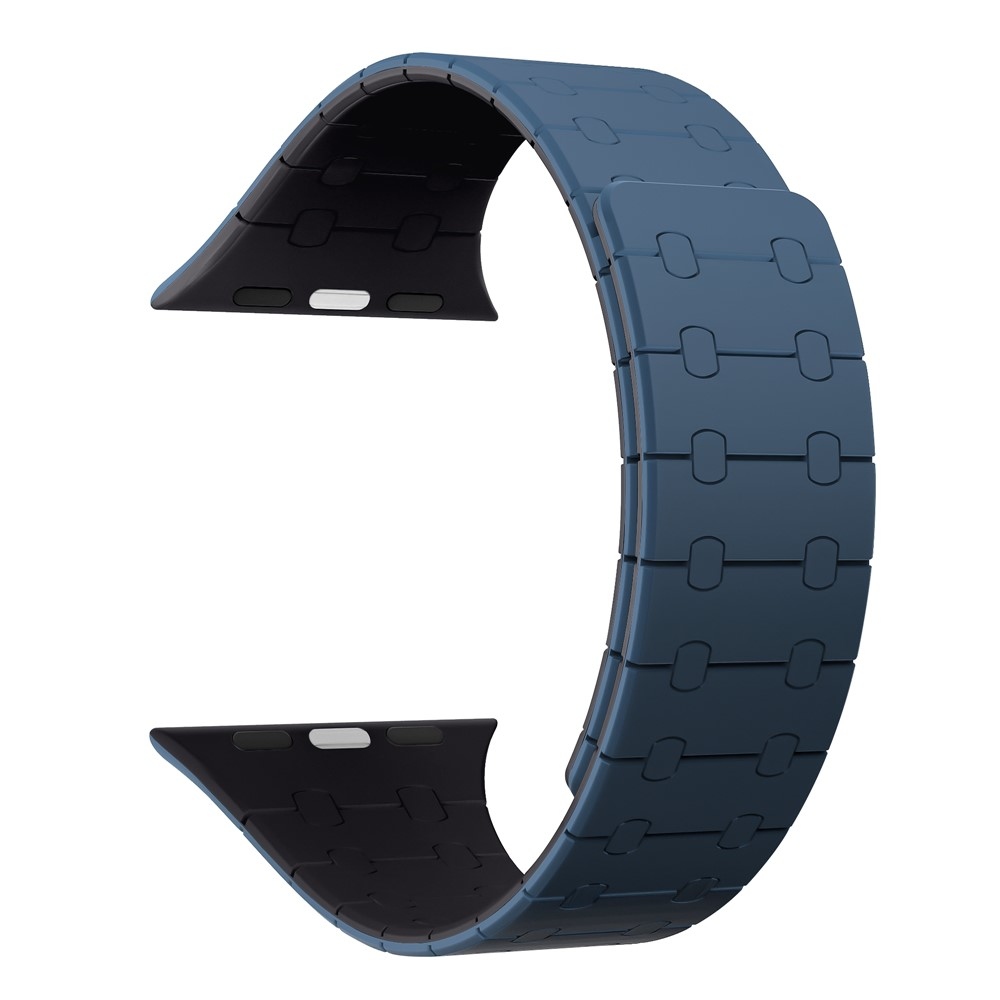 Mágneses szilikon karkötő az Apple Watch Ultra 4/3/2/1 (49 mm) és 12/11/10 (46 mm) modellekhez – kék/sötétkék