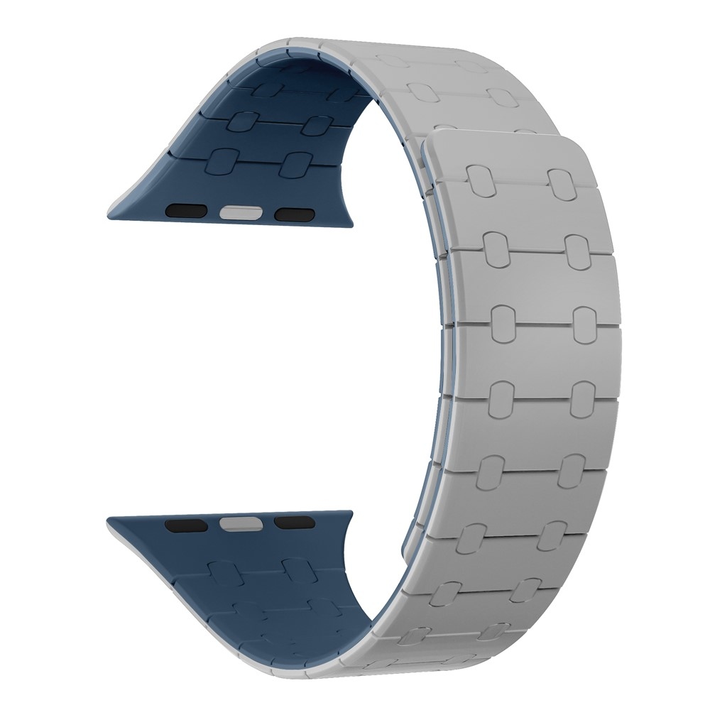 Mágneses szilikon karkötő az Apple Watch Ultra 4/3/2/1 (49 mm) és 12/11/10 (46 mm) modellekhez – szürke/kék