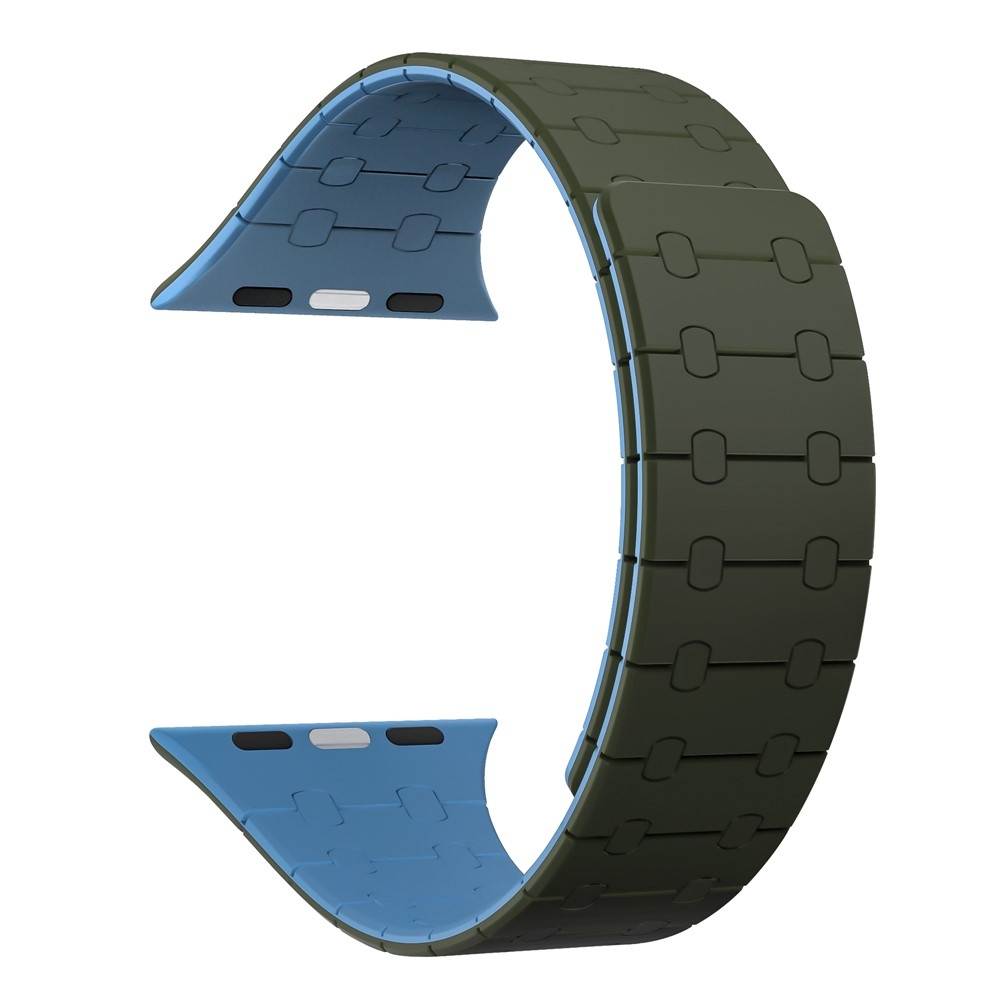 Mágneses szilikon karkötő az Apple Watch Ultra 4/3/2/1 (49 mm) és 12/11/10 (46 mm) modellekhez – zöld/kék