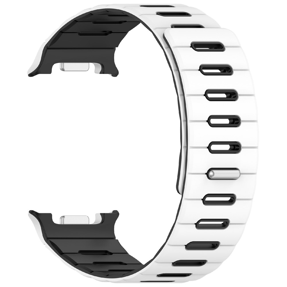 Mágneses szilikon karkötő a Samsung Galaxy Watch9 40 mm/44 mm, Watch8 44 mm/40 mm és Watch8 Classic 46 mm modellekhez – fehér/fekete