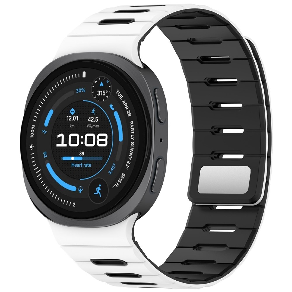 Mágneses szilikon karkötő a Samsung Galaxy Watch9 40 mm/44 mm, Watch8 44 mm/40 mm és Watch8 Classic 46 mm modellekhez – fehér/fekete