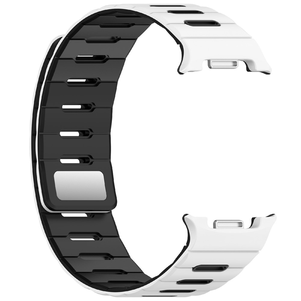 Mágneses szilikon karkötő a Samsung Galaxy Watch9 40 mm/44 mm, Watch8 44 mm/40 mm és Watch8 Classic 46 mm modellekhez – fehér/fekete