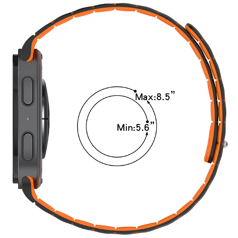 Mágneses szilikon karkötő a Samsung Galaxy Watch9 40 mm/44 mm, Watch8 44 mm/40 mm és Watch8 Classic 46 mm modellekhez – fekete/narancssárga