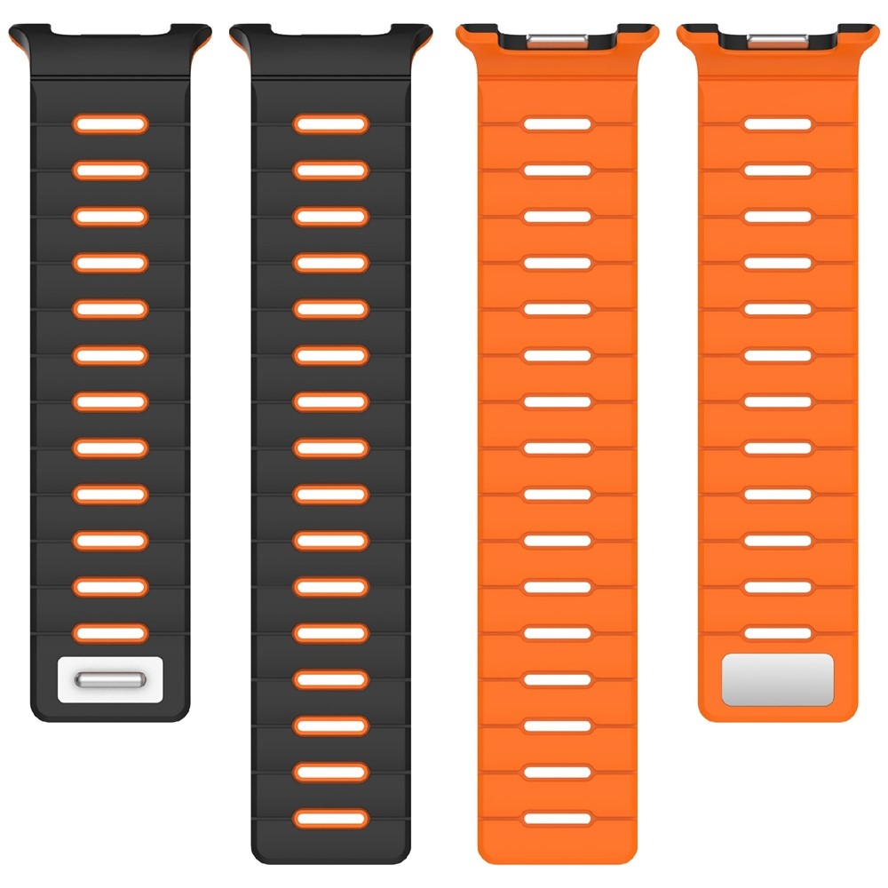 Mágneses szilikon karkötő a Samsung Galaxy Watch9 40 mm/44 mm, Watch8 44 mm/40 mm és Watch8 Classic 46 mm modellekhez – fekete/narancssárga