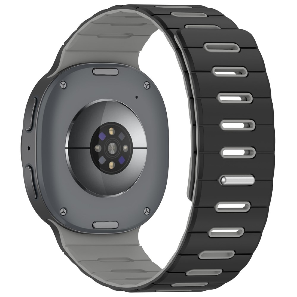 Mágneses szilikon karkötő a Samsung Galaxy Watch9 40 mm/44 mm, Watch8 44 mm/40 mm és Watch8 Classic 46 mm modellekhez – fekete/szürke
