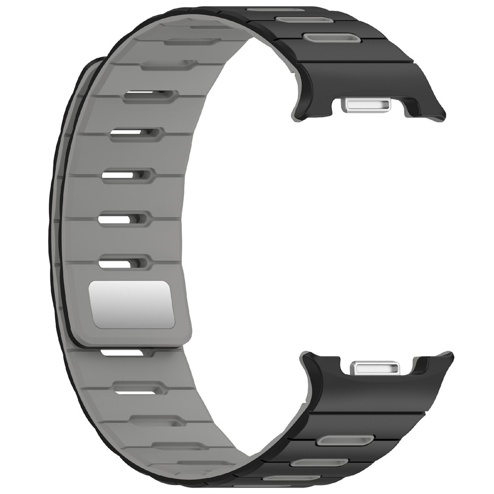 Mágneses szilikon karkötő a Samsung Galaxy Watch9 40 mm/44 mm, Watch8 44 mm/40 mm és Watch8 Classic 46 mm modellekhez – fekete/szürke