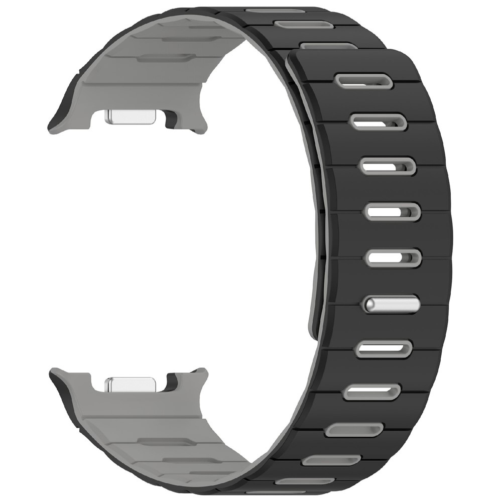 Mágneses szilikon karkötő a Samsung Galaxy Watch9 40 mm/44 mm, Watch8 44 mm/40 mm és Watch8 Classic 46 mm modellekhez – fekete/szürke