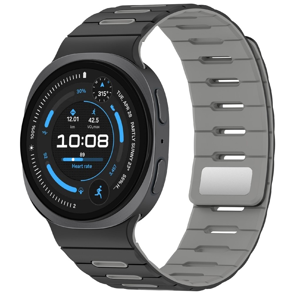 Mágneses szilikon karkötő a Samsung Galaxy Watch9 40 mm/44 mm, Watch8 44 mm/40 mm és Watch8 Classic 46 mm modellekhez – fekete/szürke