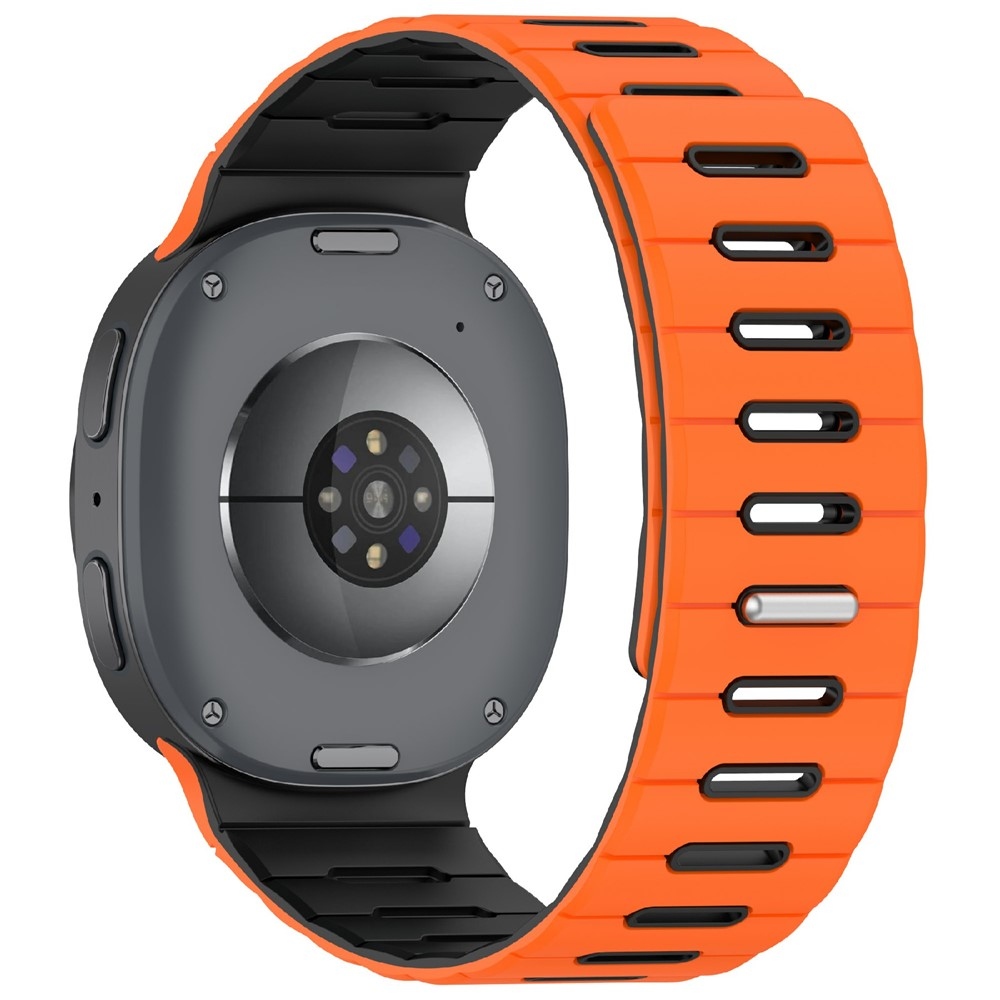 Mágneses szilikon karkötő a Samsung Galaxy Watch9 40 mm/44 mm, Watch8 44 mm/40 mm és Watch8 Classic 46 mm modellekhez – narancssárga/fekete