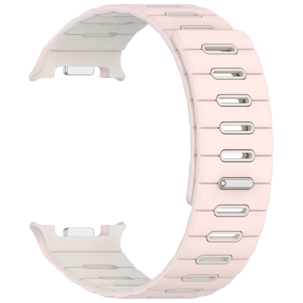 Mágneses szilikon szíj a Samsung Galaxy Watch9 40 mm/44 mm, Watch8 44 mm/40 mm és Watch8 Classic 46 mm modellekhez – rózsaszín/bézs